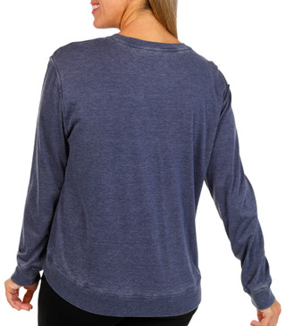 Thumbnail 2: Brisas Brisas Womens Solid V-Neck Acid Wash Long Sleeve Top 