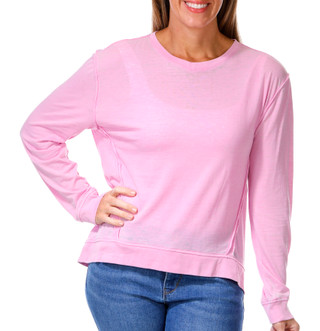 Thumbnail 1: Brisas Brisas Womens Solid V-Neck Acid Wash Long Sleeve Top 