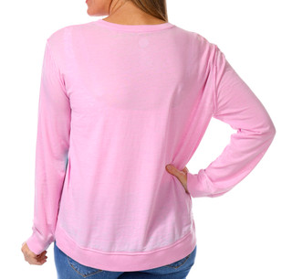 Thumbnail 3: Brisas Brisas Womens Solid V-Neck Acid Wash Long Sleeve Top 