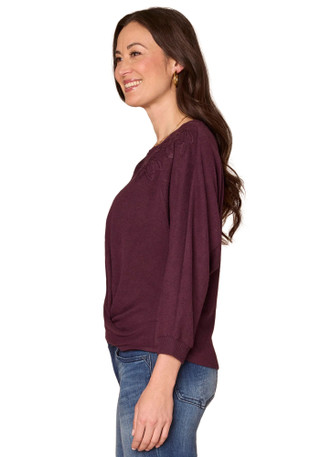 Thumbnail 3: Democracy Democracy Womens 3Q Sleeve Mandarin Collar Mixed Media Top 