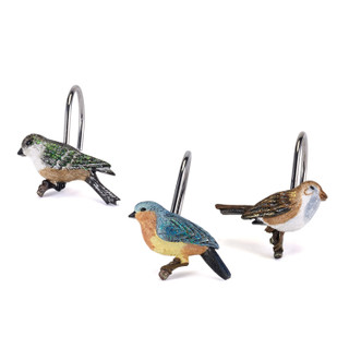 Thumbnail 1: Avanti Avanti Bath 12 Pc Love Nest Birds Shower Curtain Hooks 