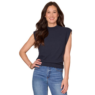 Thumbnail 1: Democracy Democracy Womens Extended Cap Sleeve Mixed Media Top 