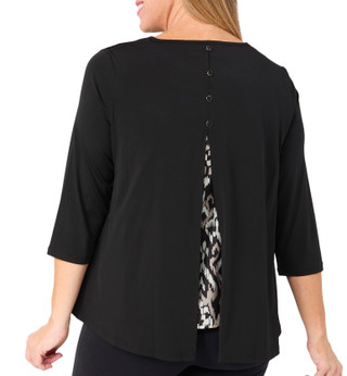 Thumbnail 2: Erin London Erin London Petite 3/4 Sleeve Solid Woven Knit Top 