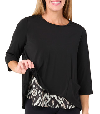Thumbnail 3: Erin London Erin London Petite 3/4 Sleeve Solid Woven Knit Top 
