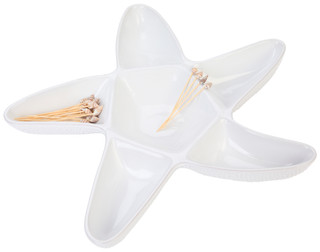 Thumbnail 1: Mud Pie White Starfish Sectioned Server Serving Dish 