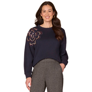 Thumbnail 1: Democracy Democracy Womens Long Sleeve Beaded Floral Sweatshirt 