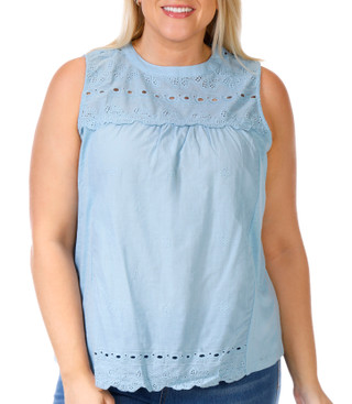Thumbnail 1: LIV LOS ANGELES Liv Los Angeles Plus Sleeveless Eyelet Top 