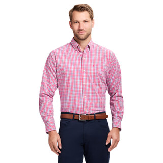 Thumbnail 1: IZOD IZOD Men's Performance Deep Rose Plaid Button Down Shirt 