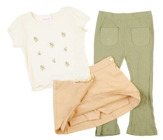 Thumbnail 3: Little Lass Little Lass Little Girls 3-piece Top, Skort, Pants 