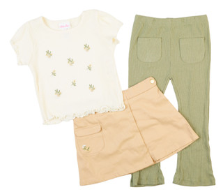 Thumbnail 1: Little Lass Little Lass Little Girls 3-piece Top, Skort, Pants 