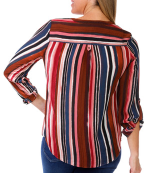 Thumbnail 2: Zac & Rachel Zac & Rachel Womens Long Sleeve Roll Cuff Stripe Shirt 