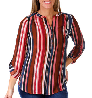 Thumbnail 1: Zac & Rachel Zac & Rachel Womens Long Sleeve Roll Cuff Stripe Shirt 