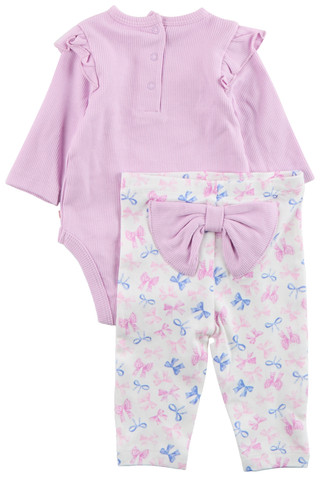 Thumbnail 2: Little Me Little Me Baby Girls 3 Pc Bow Long Sleeve Headband Set 