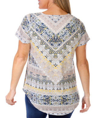 Thumbnail 2: ONE WORLD One World Womens Short Sleeve Embellished Top 