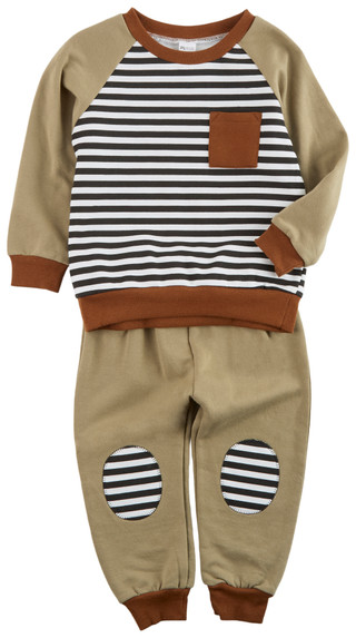 Thumbnail 1: PL KIDS PL Kids Toddler Boy 2 Pc Striped Fleece Outfit 