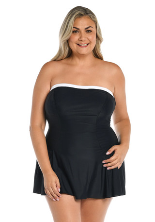 Thumbnail 4: Maxine of Hollywood Maxine of Hollywood Plus Bandeau Princess Seam Swimdress 