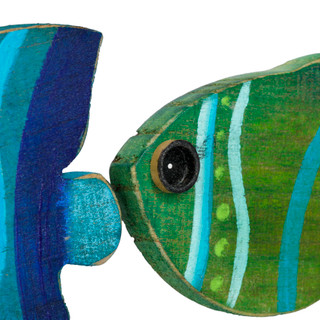 Thumbnail 2: Ti Designs TI Designs 5 Pc Artisan Green Blue Fish Wood Decor 
