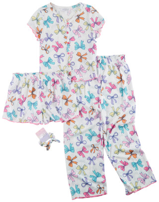 Thumbnail 1: Btween Btween Big Girls 3 Pc Bow Print Pants and Shorts Pajama Set 