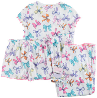 Thumbnail 2: Btween Btween Big Girls 3 Pc Bow Print Pants and Shorts Pajama Set 