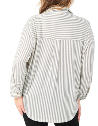 Thumbnail 2: C&C California C&C California Plus Long Sleeve Stripe Button Down Top 