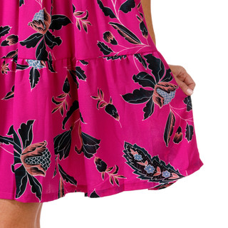 Thumbnail 3: Kaktus Kaktus Womens Flutter Sleeve Crepe Tiered Short Dress 