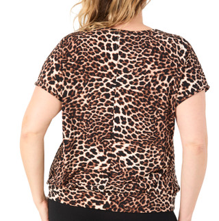 Thumbnail 2: ADRIENNE VITTADINI Adrienne Vittadini Plus Short Sleeve Tie Front Leopard Top 
