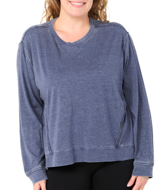 Thumbnail 1: Brisas Brisas Plus Long Sleeve Acid Wash Top 