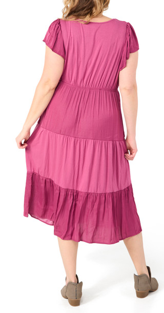 Thumbnail 2: Lucky Brand Lucky Brand Womens Flutter Sleeve Tiered Maxi Dress 