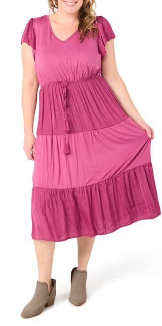 Thumbnail 1: Lucky Brand Lucky Brand Womens Flutter Sleeve Tiered Maxi Dress 