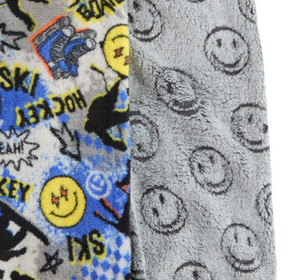 Thumbnail 2: BCOOL BCool Big Boys 2 Pc Smiley Face Fleece Pajama Pants Set 