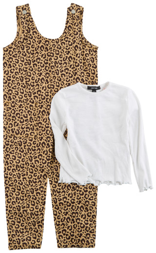 Thumbnail 2: Joe's Jeans Joe's Jeans Little Girls 2 Pc Cheetah Overall Set 