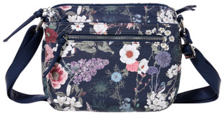 Thumbnail 1: Bueno Bueno Navy Floral Print Wash Top Zip Crossbody Bag Purse 