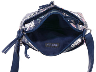 Thumbnail 2: Bueno Bueno Navy Floral Print Wash Top Zip Crossbody Bag Purse 