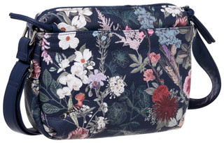 Thumbnail 4: Bueno Bueno Navy Floral Print Wash Top Zip Crossbody Bag Purse 