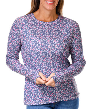 Thumbnail 1: Brisas Brisas Womens Athleisure Long Sleeve Ribbed Floral Top 
