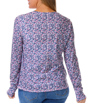 Thumbnail 3: Brisas Brisas Womens Athleisure Long Sleeve Ribbed Floral Top 