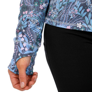 Thumbnail 2: Brisas Brisas Womens Athleisure Long Sleeve Ribbed Botanical Top 