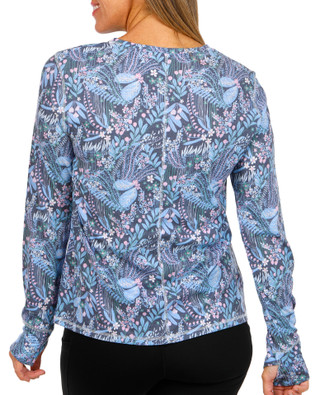 Thumbnail 3: Brisas Brisas Womens Athleisure Long Sleeve Ribbed Botanical Top 