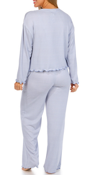 Thumbnail 2: SINCERELY JULES Sincerely Jules Womens 2 Pc Long Sleeve Striped Pajama Set 