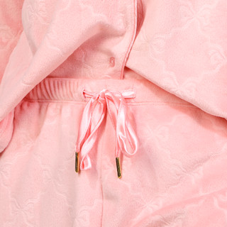 Thumbnail 3: JACLYN Jaclyn Womens 2 Pc Bow Trellis Embossed Velour Pajama Set 