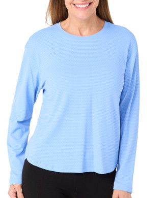Thumbnail 1: RBX RBX Women's Active Long Sleeve Jacquard Mesh Crew Neck Top 