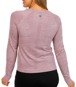 Thumbnail 2: BodyGo Bodygo Womens Active Long Sleeve Perforated Crop Knit Top 
