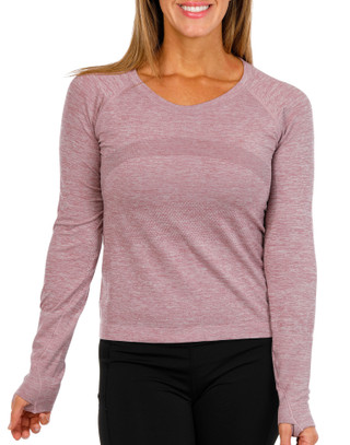 Thumbnail 1: BodyGo Bodygo Womens Active Long Sleeve Perforated Crop Knit Top 