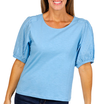 Thumbnail 1: Kaktus Kaktus Womens Short Sleeve Slub Knit Textured Top 