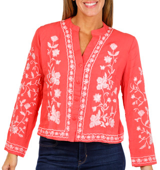 Thumbnail 1: LIV LOS ANGELES Liv Los Angeles Womens Long Sleeve Embroidered Button Top 