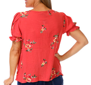 Thumbnail 2: LIV LOS ANGELES Liv Los Angeles Womens Short Sleeve Embroidered Button Top 