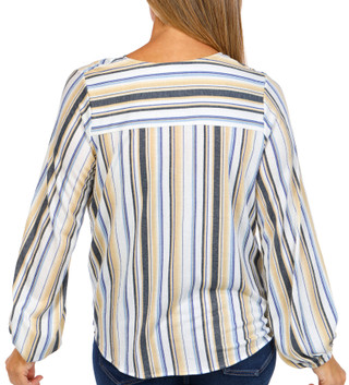 Thumbnail 2: Skyes The Limit Skyes The Limit Womens Long Sleeve Striped Tie Front Top 