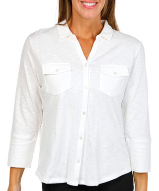 Thumbnail 1: Gloria Vanderbilt Gloria Vanderbilt Womens Ashten 3/4 Sleeve Button Down Top 