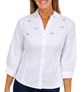 Thumbnail 1: Zac & Rachel Zac & Rachel Petite 3/4 Sleeve Butterfly Button Down Top 