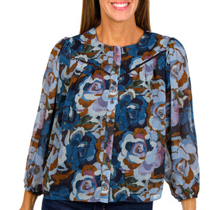 Thumbnail 1: Zac & Rachel Zac & Rachel Petite Long Sleeve Floral Chiffon Top 